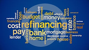 4k Refinancing Animated Tag Word Cloud,Text Design Animation.