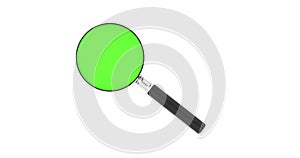 4k Resolution Video: Magnifying Glass Seamless Looped Animation with Green Screen on a white background with Alpha Matte