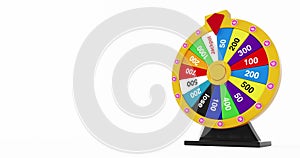 4k Resolution Video: Rotating Colorful Spinning Casino Wheel of Luck or Fortune on a white background