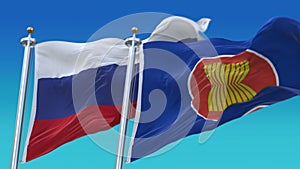 4k Seamless Association Southeast Asian Nations and Russia Flag sky,ASEAN RUS.