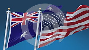 4k Seamless United States of America and Australia Flags background,USA AUS AU.