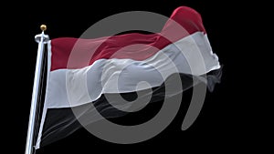 4k seamless Yemen flag waving in wind.alpha channel included.