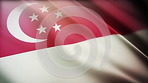 4k Singapore National flag wrinkles wind Singaporean seamless loop background.