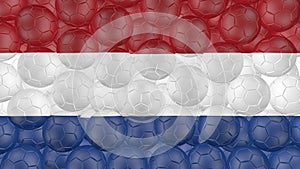 4K Soccer balls is falling down on a white and forming a netherlands flag