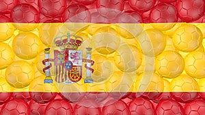 4K Soccer balls is falling down on a white and forming a spain flag