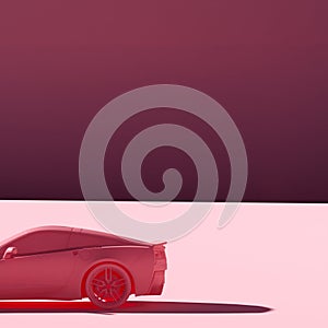 4K Square Side view a pink metalic supercar with pink pastel color background isolated, JDM japan car or Japanese Domestic Market