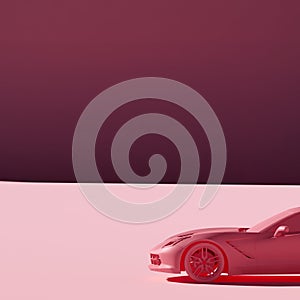 4K Square Side view a pink metalic supercar with pink pastel color background isolated, JDM japan car or Japanese Domestic Market