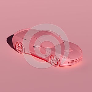 4K Square Side view a pink metalic supercar with pink pastel color background isolated, JDM japan car or Japanese Domestic Market