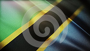 4k Tanzania National flag wrinkles in wind Tanzanian seamless loop background.