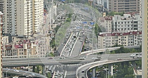 4k Time lapse busy urban traffic on overpass,urban morden building,china.