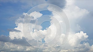 4k, Time lapse, Cloudy sky without birds flying, Cumulonimbus clouds. Beautiful sky, large cloud in the blue sky.