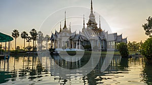 4K Time lapse Landmark of Nakhon ratchasima Temple of Wat Non Kum in Amphoe Sikhiu, Thailand