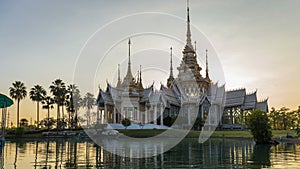 4K Time lapse Landmark of Nakhon ratchasima Temple of Wat Non Kum in Amphoe Sikhiu, Thailand