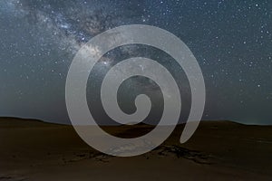 4K Time lapse of milky way sand dune in the desert with slider motion.