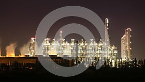 4k Time-lapse of Oil refinery industrial plant at night, Thailand