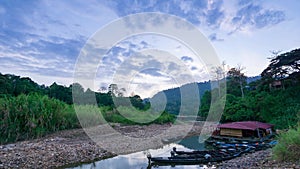 4K Time lapse sunrise over Kuala Tahan jetty