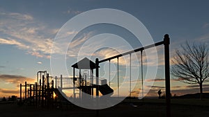 4k time lapse of sunset and moving clouds over playground in Altamont Park Happy Valley Oregon 4096x2304 uhd