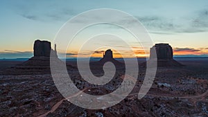 4K Timelapse of beautiful sunrise over Monument Valley, Arizona, USA