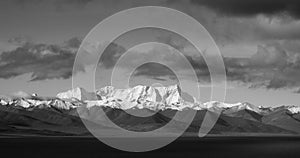 4k timelapse huge clouds mass rolling over lake namtso & snow mountain in tibet.