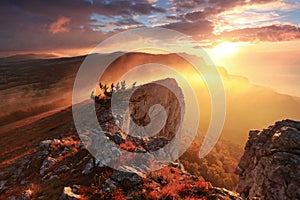 4K. Timelapse sunrise in the mountains Ai-Petri. Alupka, Crimea, Ukraine.