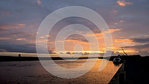 4k timelapse at sunset over the River Waveney at Herringfleet, Suffolk