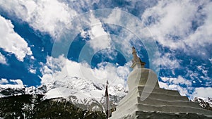 4k timelapse view of monastery in Himalaya mountains, Braka, Nepal.