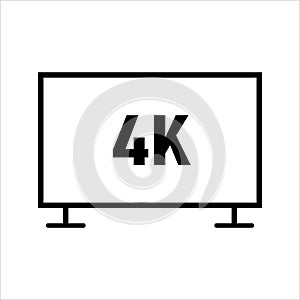 4k tv icon vector. outline style icon