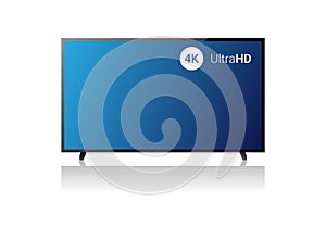 4k TV Vector Screen. UHD Sign. TV Ultra HD Resolution Format. Isolated Illustration. Ultra HD TV. creen smart tv in modern ultra