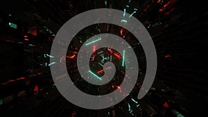 4k uhd 3d illustration background wallpaper of glowing neon design with technical tunnel background, tech 3d rendering