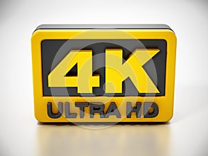 4K ultra HD icon isolated on white background. 3D illustration