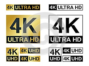 4k Ultra Hd icon. Vector 4K UHD TV symbol of High Definition