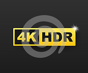 4K Ultra HD symbol, High definition 4K resolution mark, HDR. Vector stock illustration