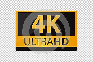 4K UltraHD Sticker Icon - Vector Illustration - Isolated On Transparent Background