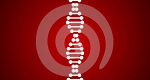 4k Vertical DNA Code with Chromosomes in Double Helix Rendered Animation on Red Background.