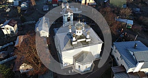 4K video of Aerial view of The Church of Vladimir, Metropolitan of Kiev, in real estate Borodino