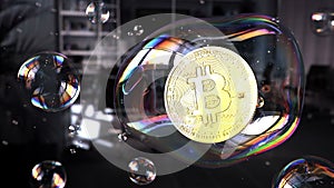 4k video Bitcoin Soap Bubble. Prores 4444