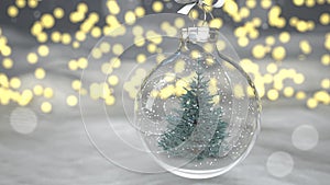 4k video Fir Christmas Tree Globe Bokeh. Prores 4444