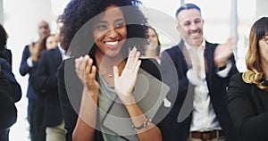 4k video footage of businesspeople applauding while attending a conference