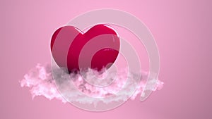 4k Video Red Heart Pink Cloud, Prores 4444