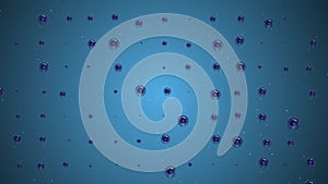 4k video of spheres of different sizes on blue background.