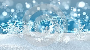 4k Video Treble Clef Sheet Music Flying Snowflakes, ProRes 4444