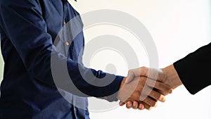 4k video of Two business people shaking hands, Business partnership meeting handshake concept