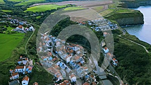 4K View of the village Staithes, UK