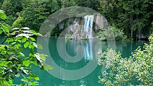 4K. Waterfall in Plitvice Lakes National Park, a beautiful place, Croatia