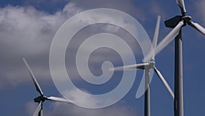 4K wind turbines with clouds moving behind UK