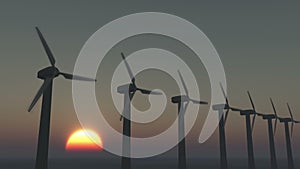 4k Windmill Turbines Clean At Sunrise timelapse,Green Wind Energy,new power.