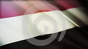 4k Yemen National flag wrinkles in wind Yemeni seamless loop background.