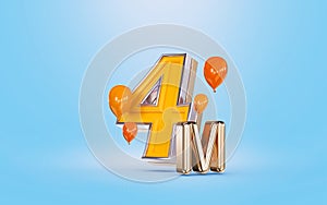 4m followers celebration social media banner with orange balloon blue background