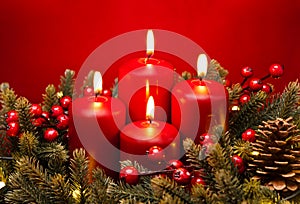 4th Advent red candle flower arrangement