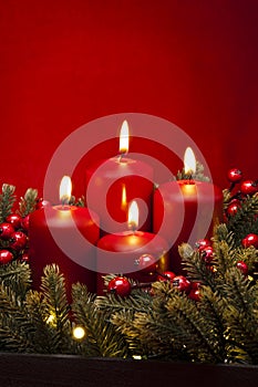 4th Advent red candle flower arrangement